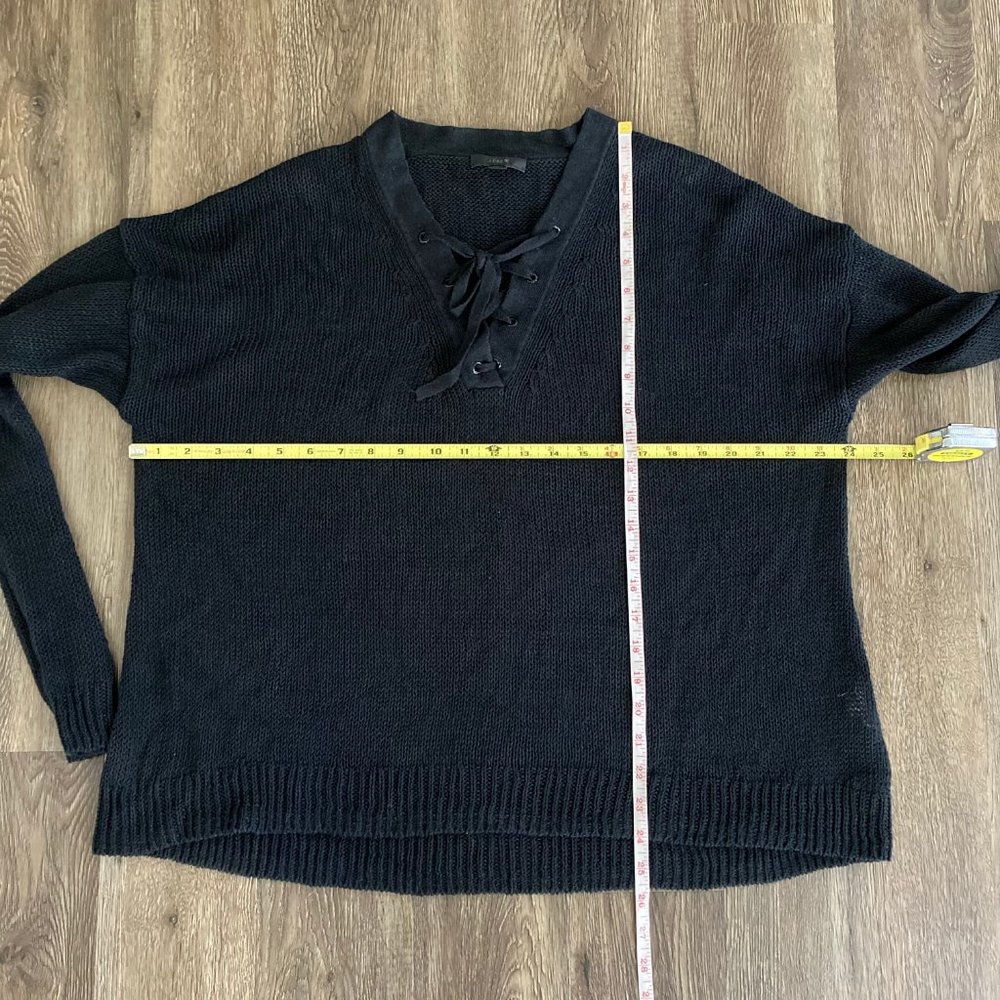 J. Crew Linen Lace Up Beach Sweater Black - Picture 5 of 6